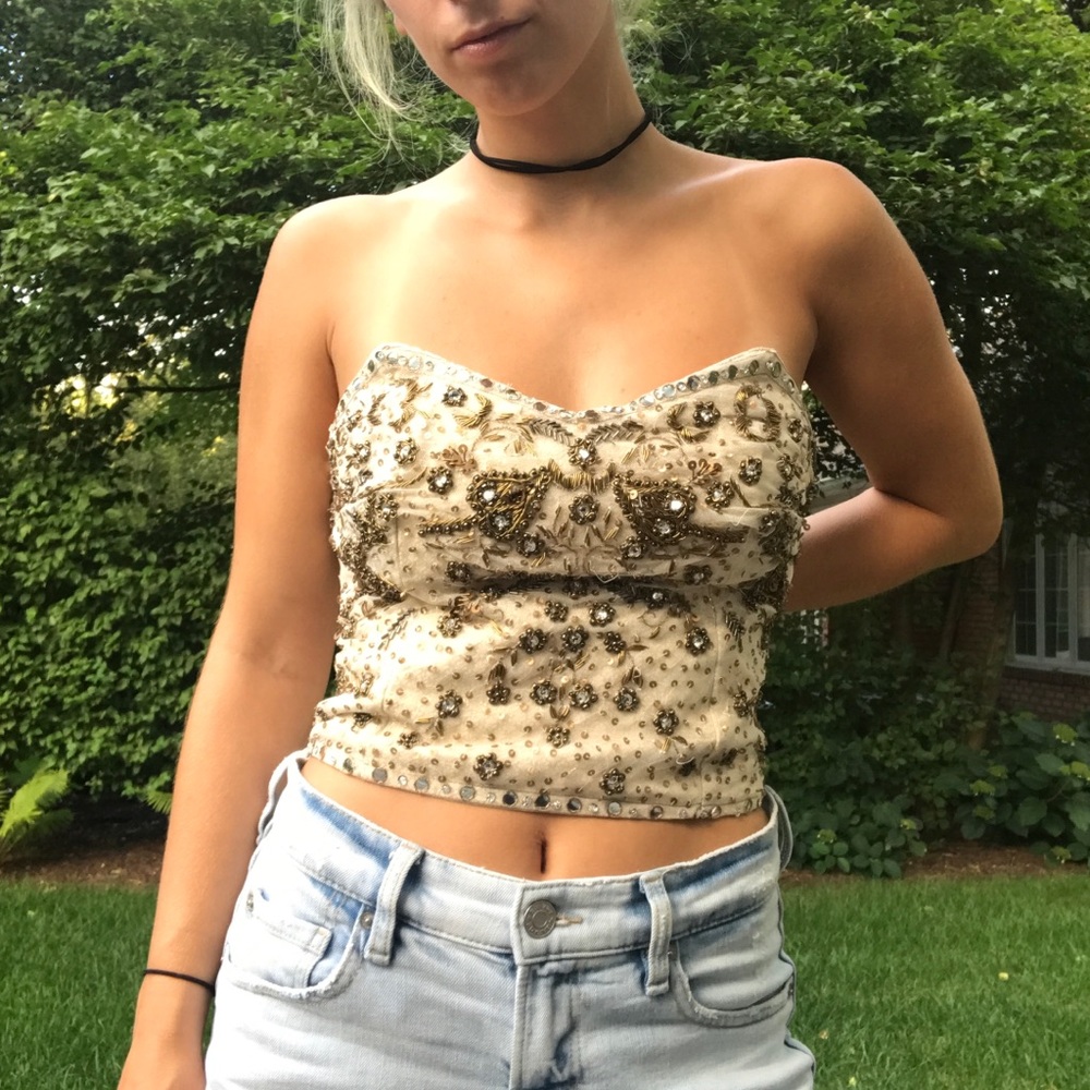 Beaded Strapless Top